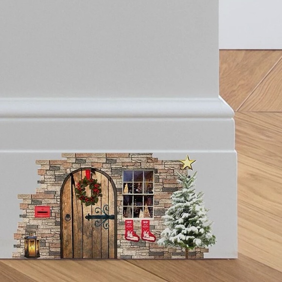 New! Vinyl Christmas Mouse Door Scene for Molding / Wall - Picture 1 of 4